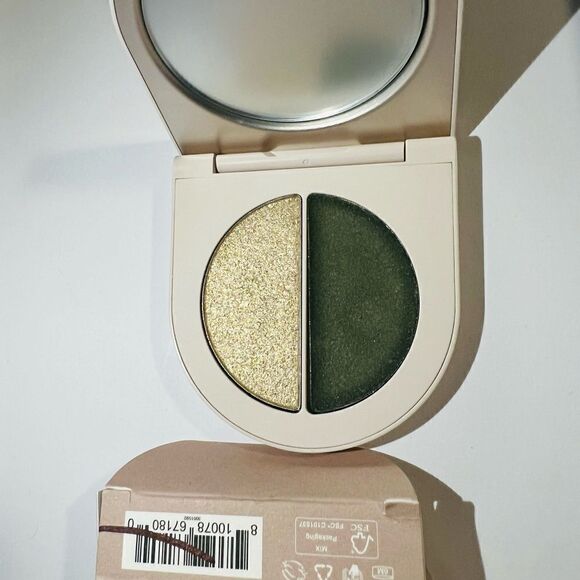 ROSE INC Satin & Shimmer Duet Powder & Cream Eyeshadow Satin Olive Khaki Shimmer - Picture 8 of 9